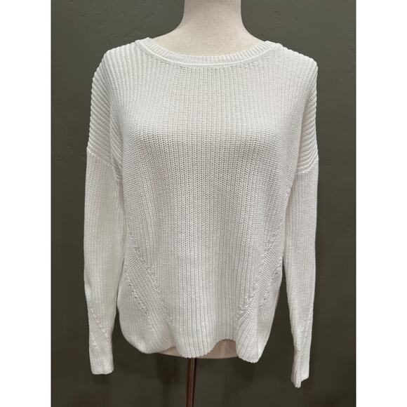 Lucky Brand White Lace Back Tie Sweater Size Medium Whimsy - Picture 4 of 16